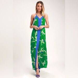 Lulus Green Floral Maxi Dress